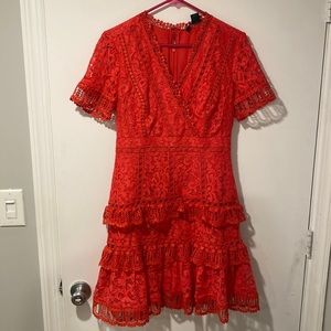 COPY - French Connection Arta Lace Vneck Ruffle Dress